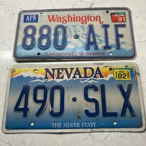 United State Nevada and Washington Motor Vehicle License Plate - Lot of 2